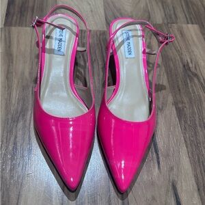 Steve Madden Hot Pink Patent Pointed Slingback Kitten Heel